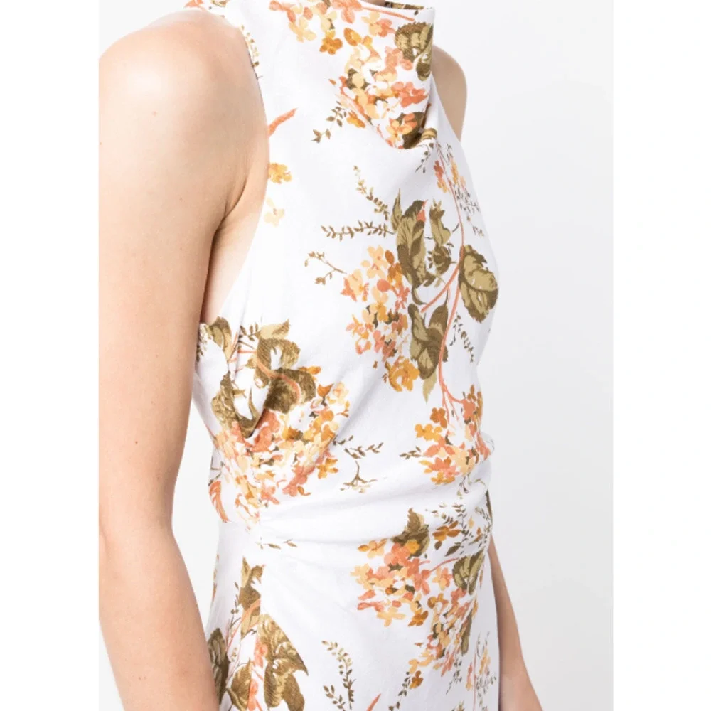 NWT Reformation Maxi Dress White Yellow Floral Cassette‎ Cross Back Draped 10 - Picture 2 of 10